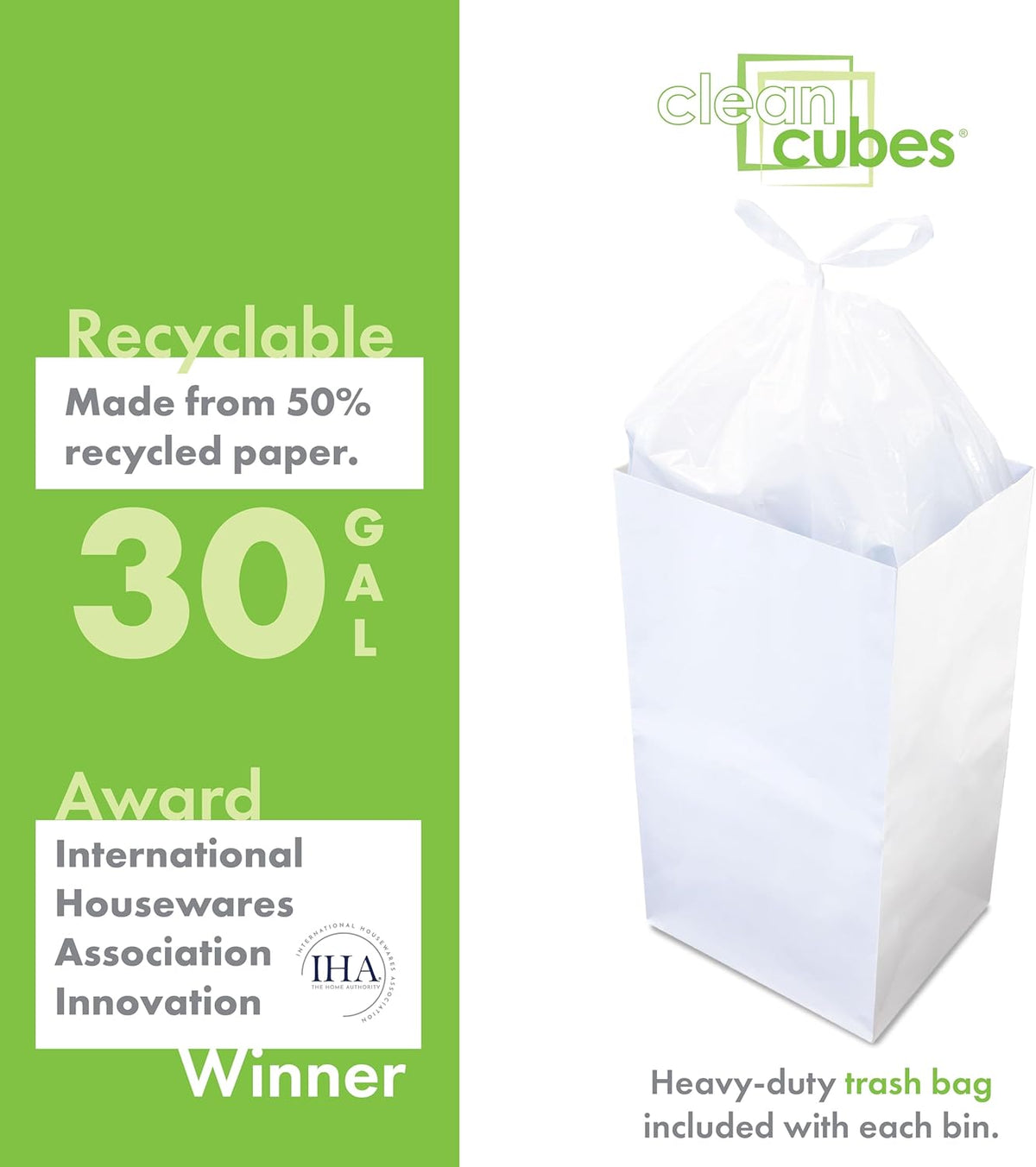 30 Gallon Disposable Pop-Up Trash Cans (3-Pack) with Fitted Bags – Foldable Garbage & Recycling
