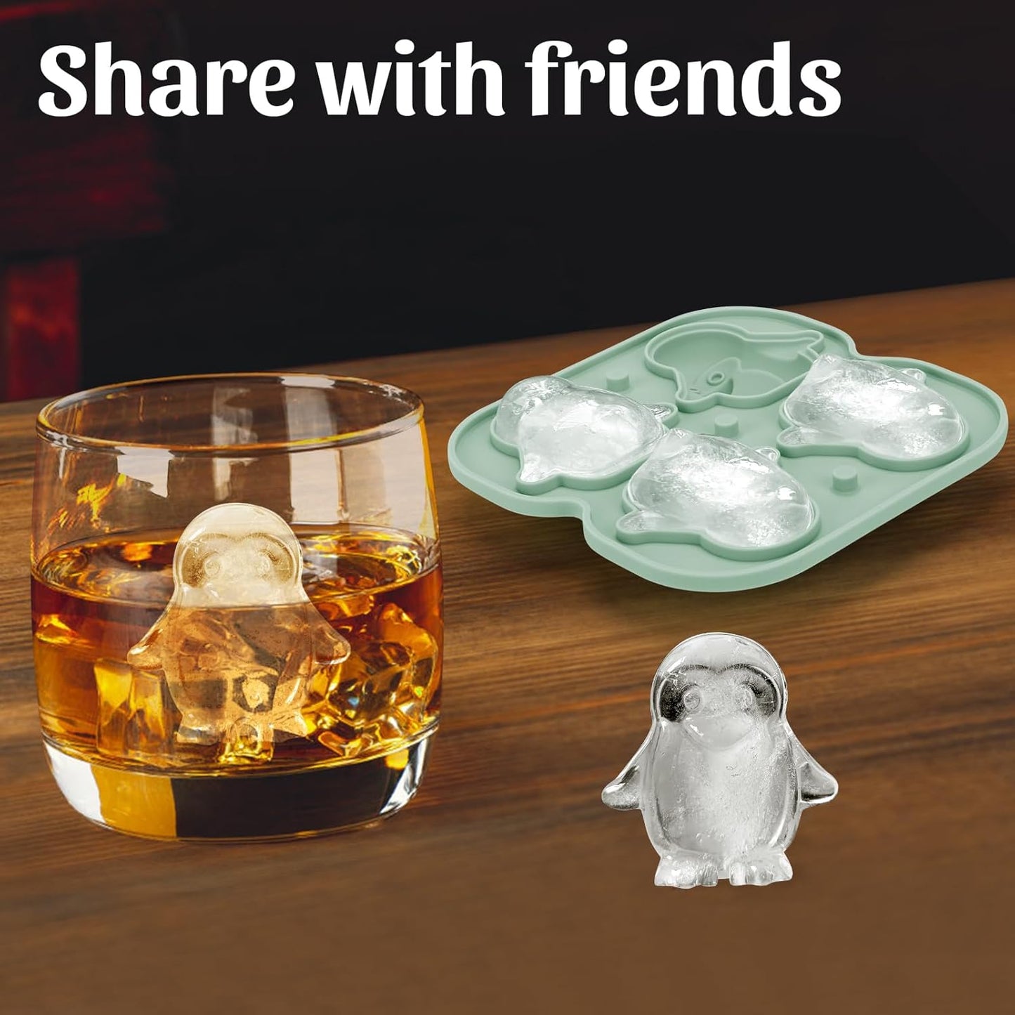 Silicone Ice Cube Tray,Penguin 3D Large Ice Cube Molds for Whiskey,Cocktails,Wine,Juice and