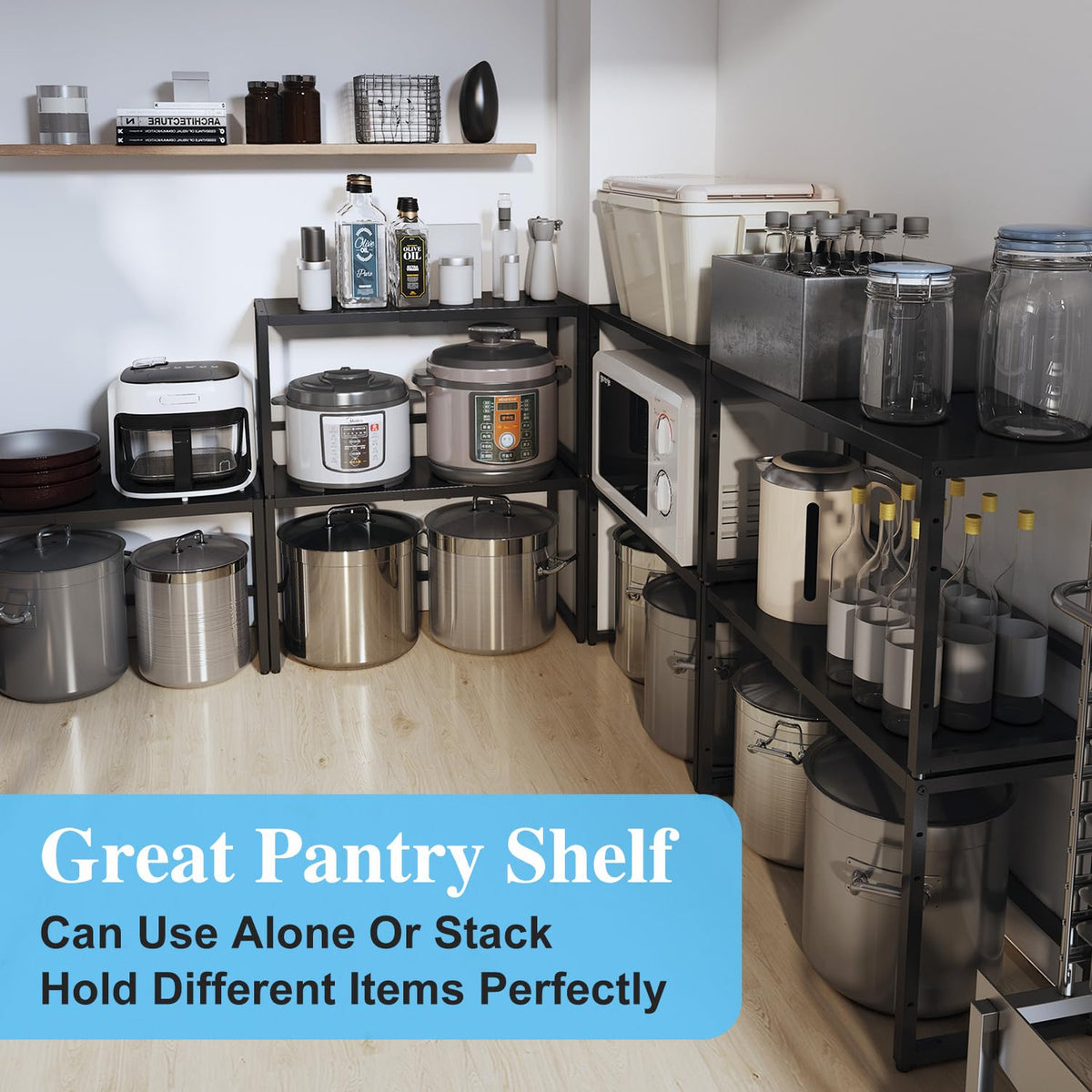 Expandable Metal Storage Shelves, 110LBS Heavy Duty Shelving Units and Storage for Pots Pans Small