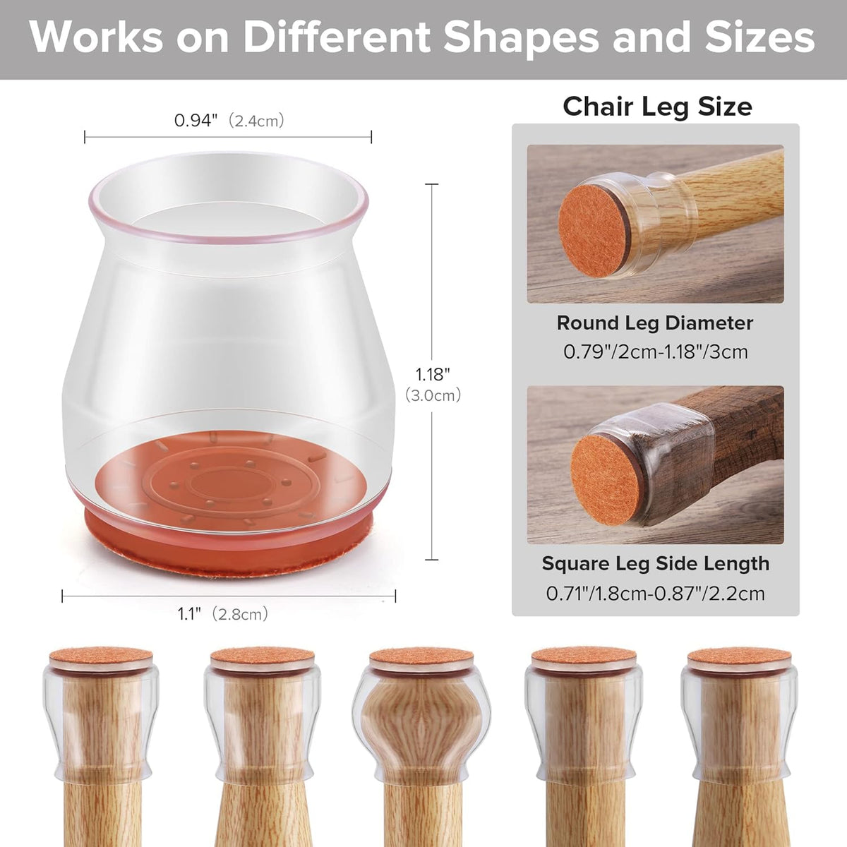 24PCS Upgraded Silicone Chair Leg Floor Protectors for Hardwood Floors, Furniture Sliders for Chair