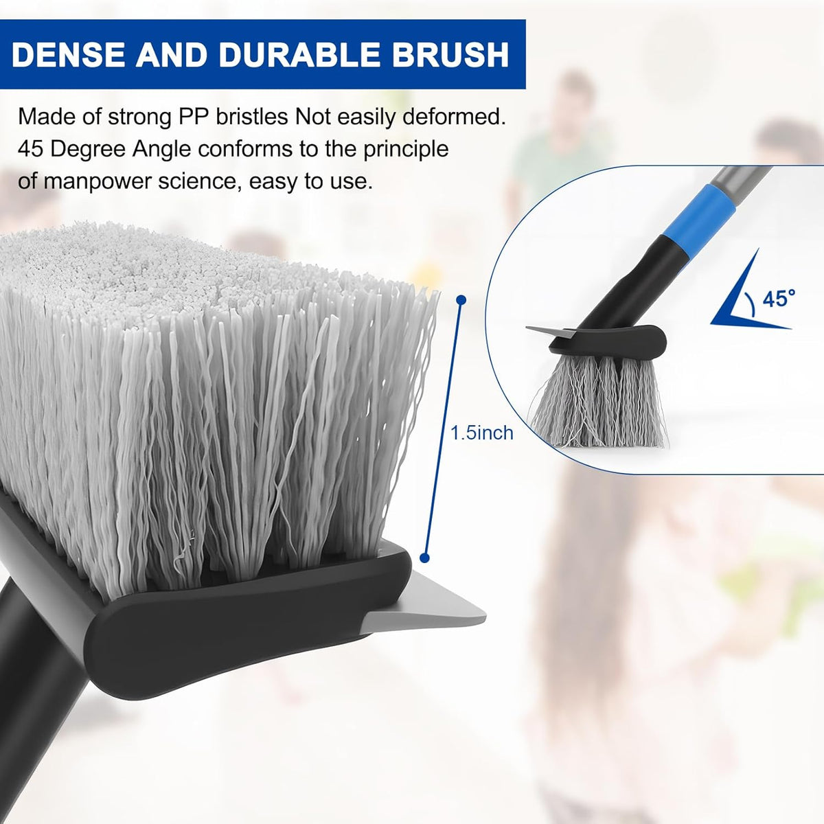 KeFanta Deck Brush with Long Handle, 2 in 1 Floor Scrub Brush for Cleaning, 56" Stiff Bristle