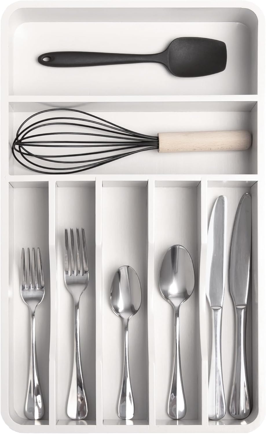 KitchenEdge Silverware Organizer - Cutlery, Flatware, and Utensil Holder for Kitchen Drawers, Fixed