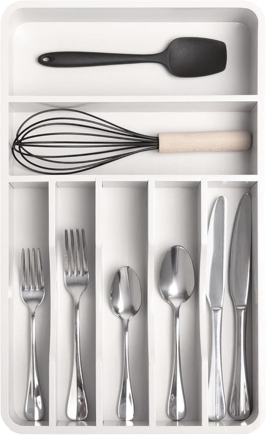 KitchenEdge Silverware Organizer - Cutlery, Flatware, and Utensil Holder for Kitchen Drawers, Fixed