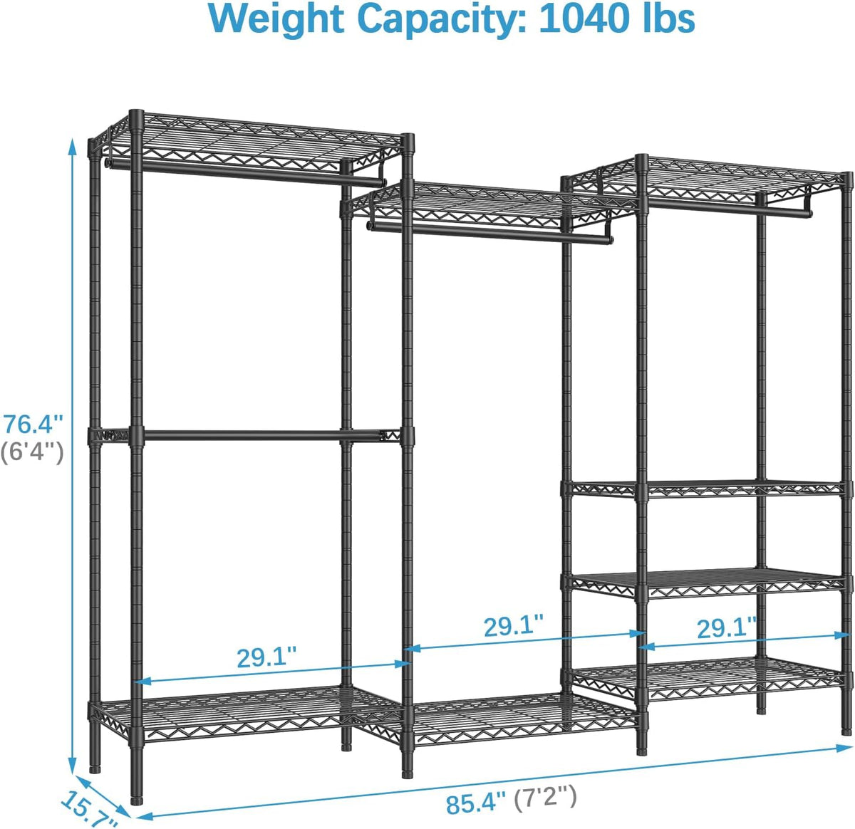 VIPEK V5 Plus Large Portable Closet Rack Freestanding Wardrobe Closet, Multi-Functional Clothes
