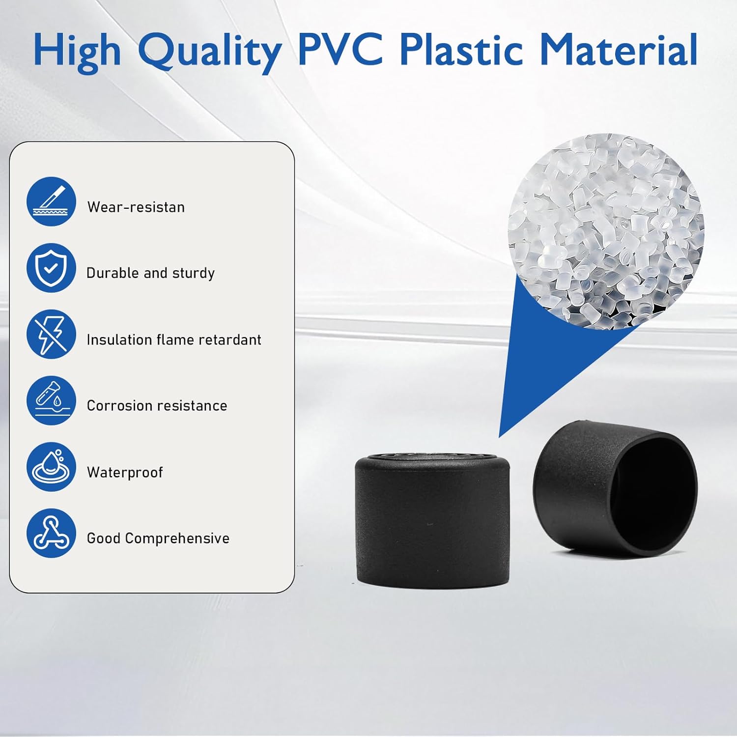 4 Pcs 1-1/2" Round Rubber Chair Leg Caps, PVC Table Leg Covers, Flexible & Anti-Slip Furniture Leg