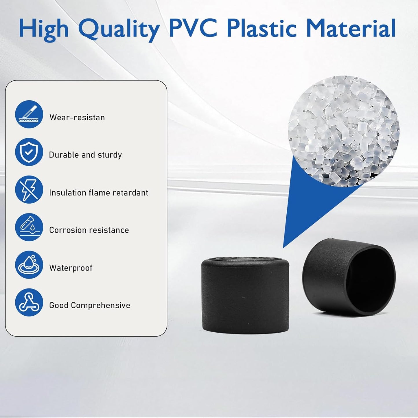 4 Pcs 2" Round Rubber Chair Leg Caps, PVC Table Leg Covers, Flexible & Anti-Slip Furniture Leg End
