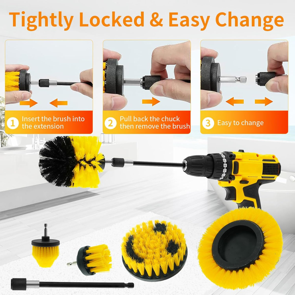 10 Pack Drill Brush Attachment Set, Drill Scrubber Brush Kit, Drill Cleaning Brush, Scrub Brush for