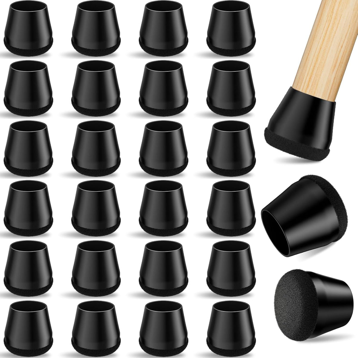 24 PCS Silicone & Felt Chair Leg Floor Protectors for Hardwood Floors - Furniture Pads, Chair Leg