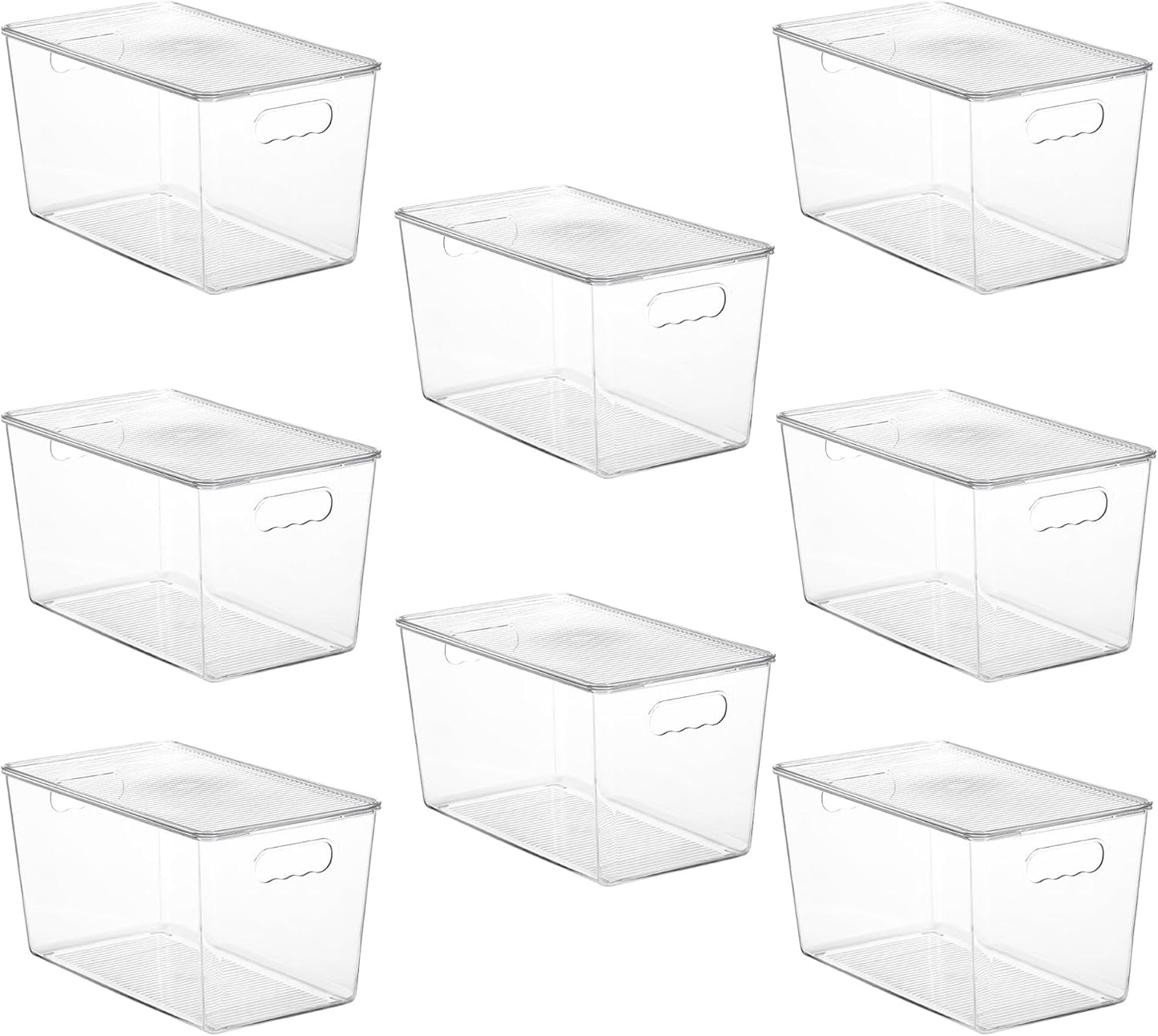Vtopmart 8 Pack Clear Stackable Storage Bins with Lids,XLarge Plastic Containers with Handle for