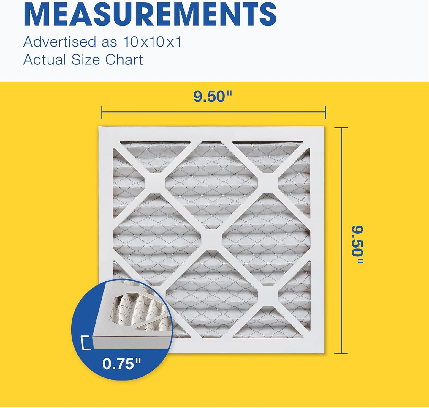 Aerostar 10x10x1 MERV 13-6 Count - Pleated Furnace & Air Conditioner Filters - Removes Bacteria