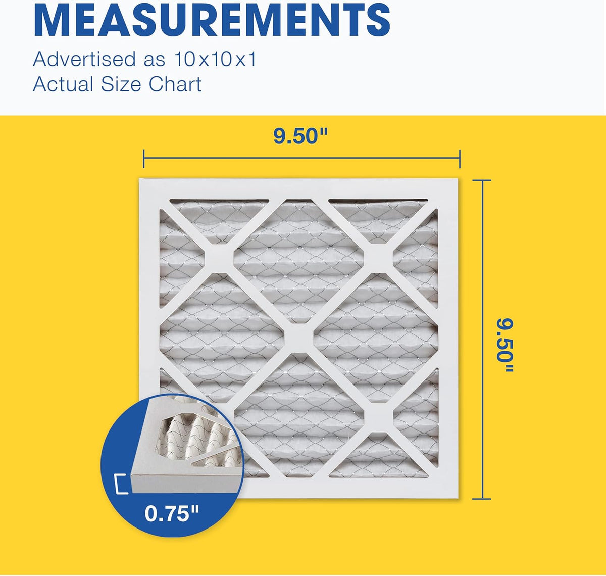 Aerostar 10x10x1 MERV 8, Pleated Air Filter, 10x10x1, Box of 6, Made in the USA