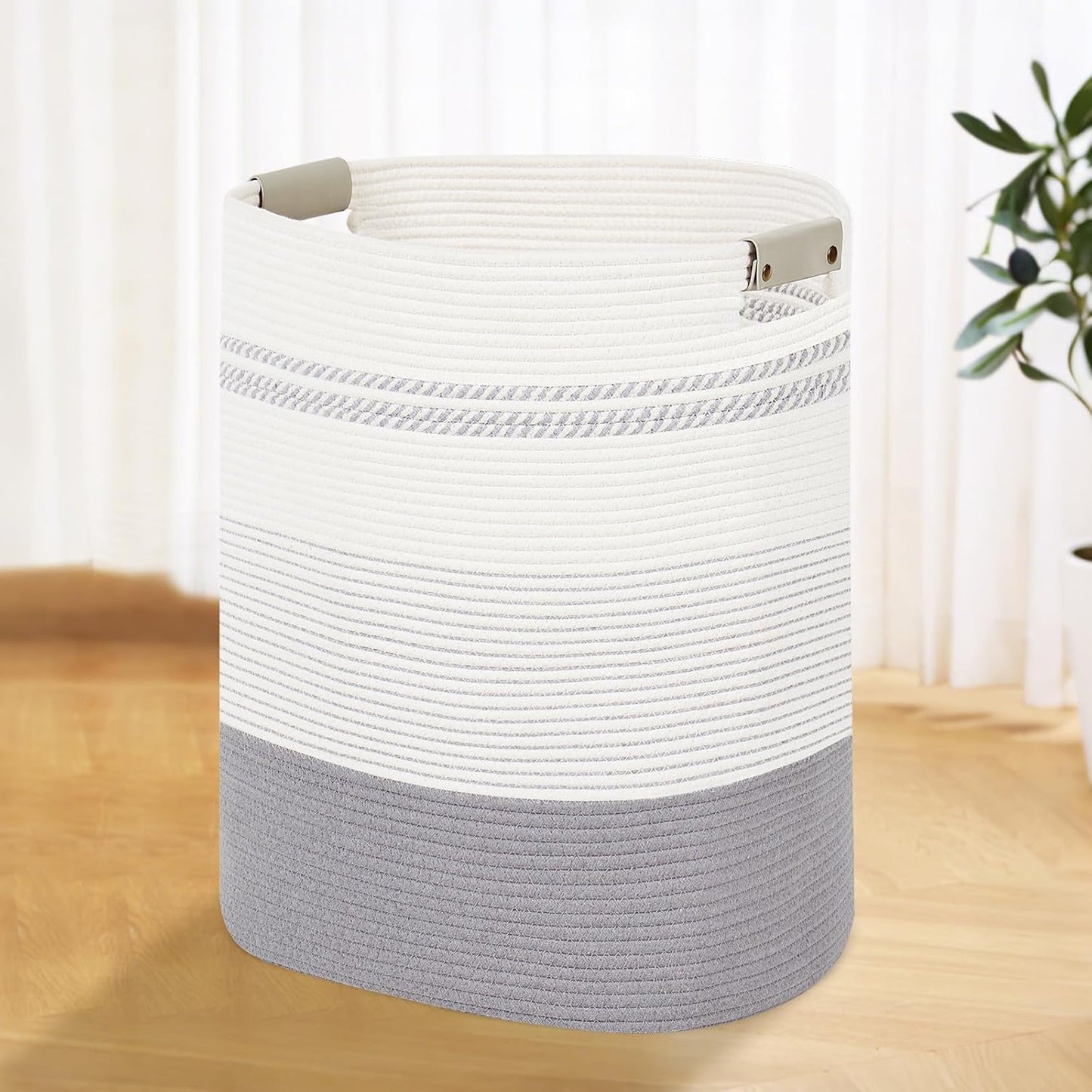 Laundry Basket with Handles - Blanket Basket & Hampers for Bedroom Aesthetic, Laundry Hamper &