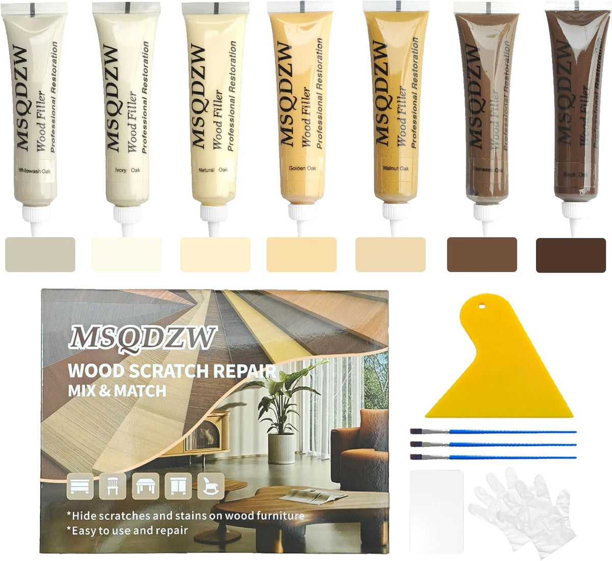 Wood Repair Kit, 13Pcs Wood Filler Repair kit, Wood Scratch Repair for Wooden Furniture, Floor