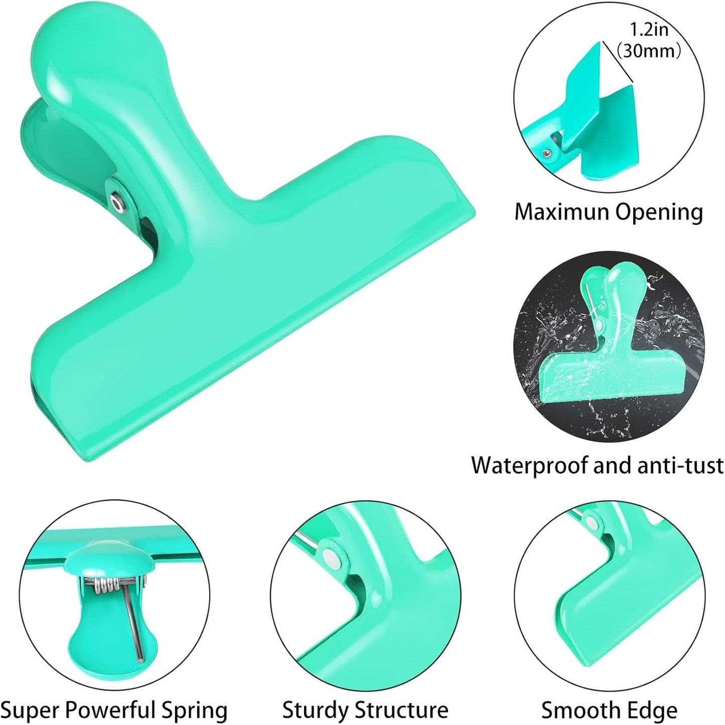 Bag Clips Heavy Duty Stainless Steel Chip Clips, Food Bags Clamp Great for Kitchen Office to Seal