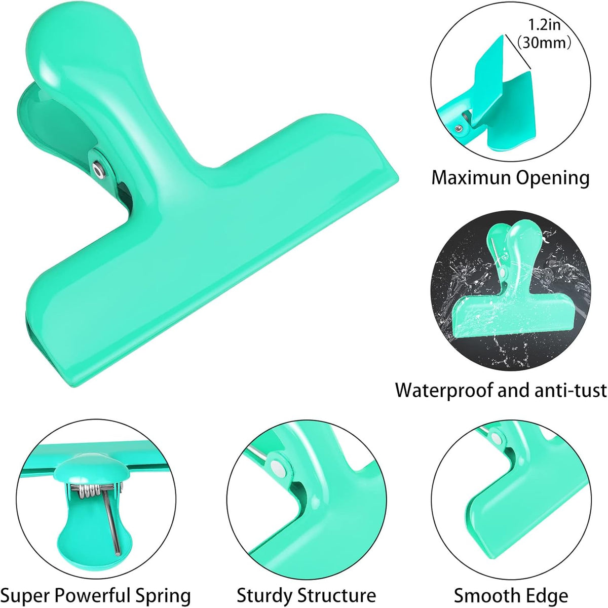 Bag Clips Heavy Duty Stainless Steel Chip Clips, Food Bags Clamp Great for Kitchen Office to Seal