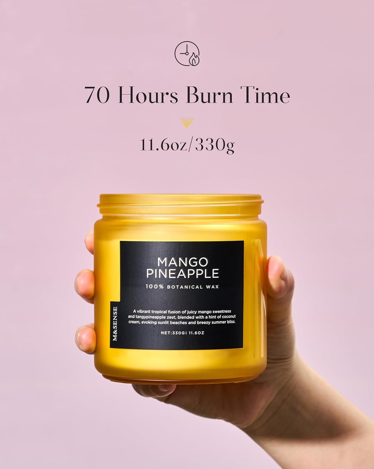 M&SENSE Mango Pineapple Tropical Scented Candle - 11.6oz Natural Soy Wax Non Toxic 70-Hour Burn