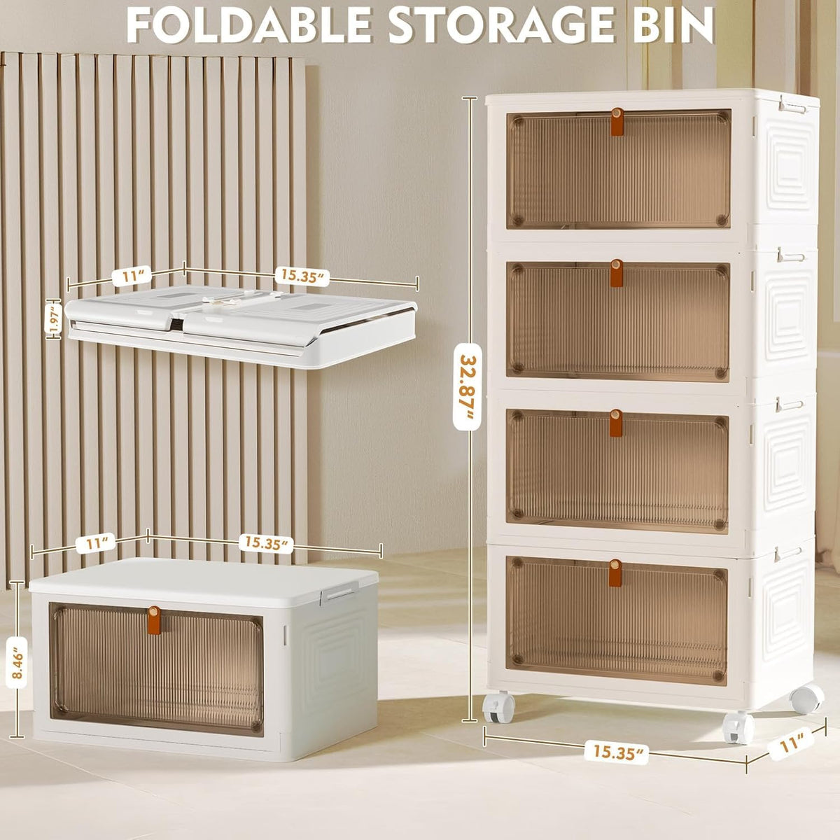 YFXCVSL 4 Tier Plastic Storage Bins with Lid 23QT, Stackable Storage Bins