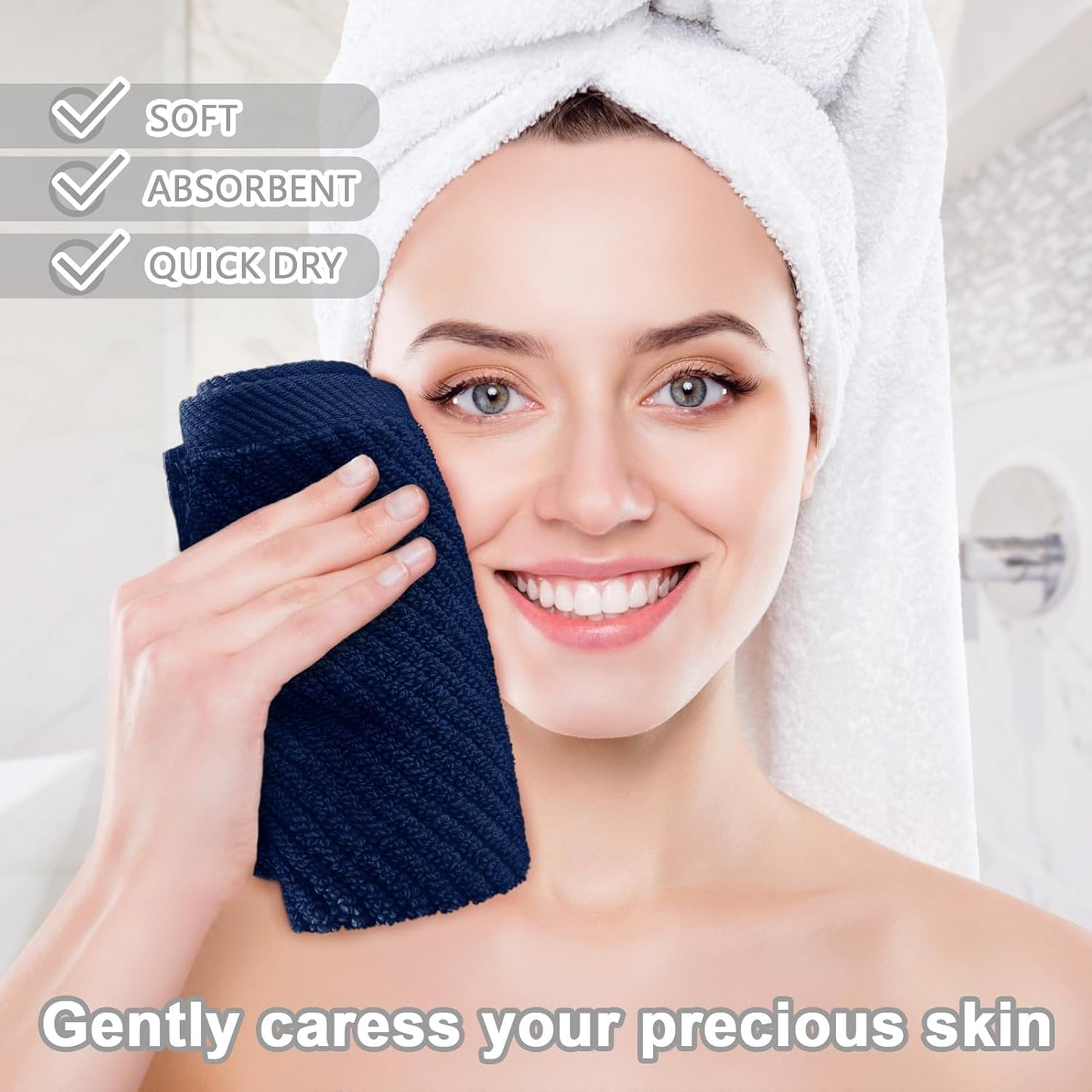 Wash Cloths for Your Face (13"x13") - 100% Cotton | Lightweight | Thick | Quick Dry | Soft |