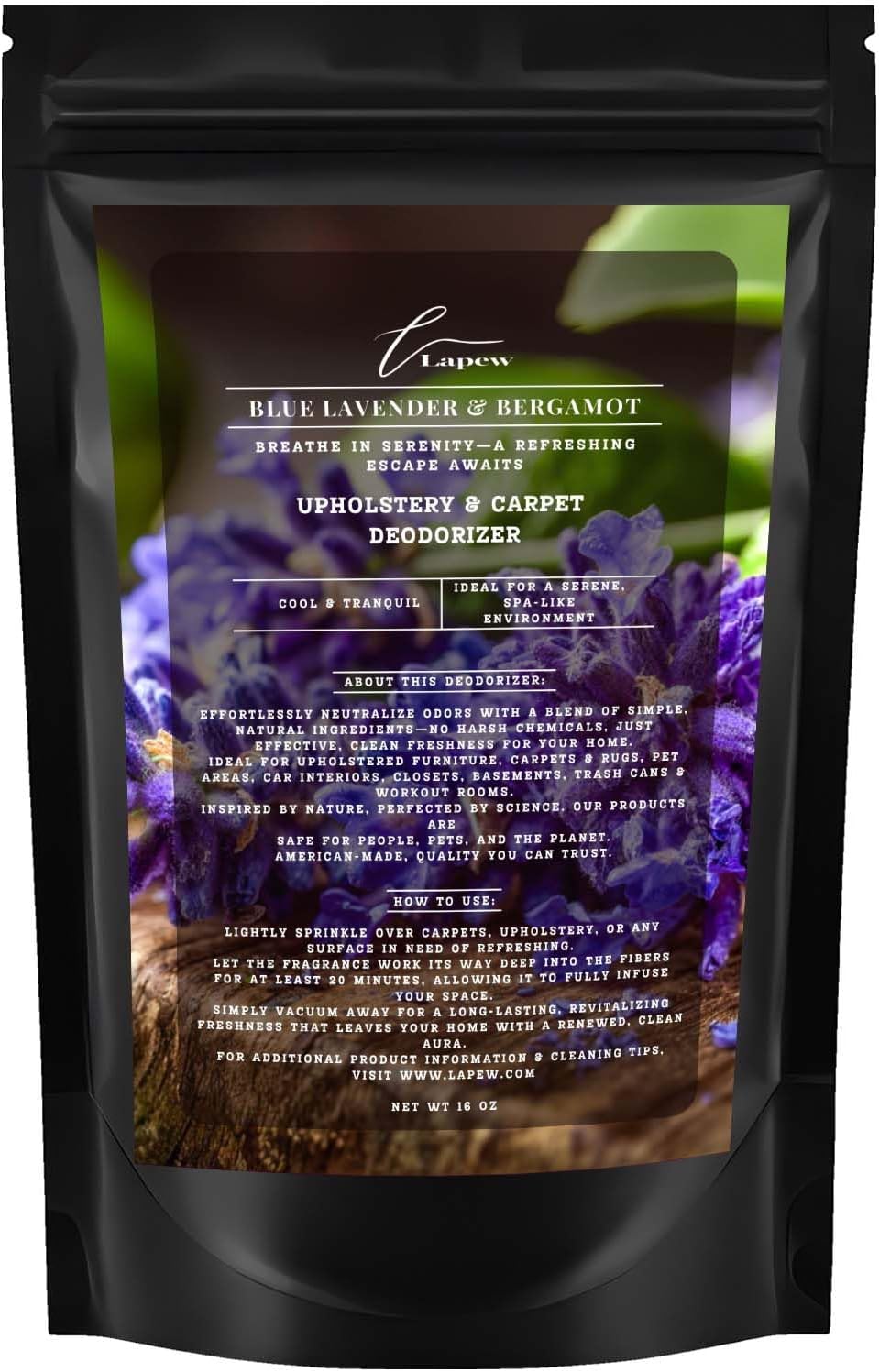 Blue Lavender & Bergamot Carpet Freshener Powder: Powerful Odor Eliminator for Home, Upholstery
