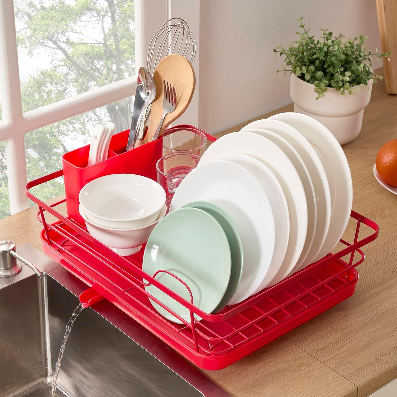 Dish Drying Rack 3 Piece Dish Drainer with Drainboard Set for Kitchen Counter – Dish Rack with
