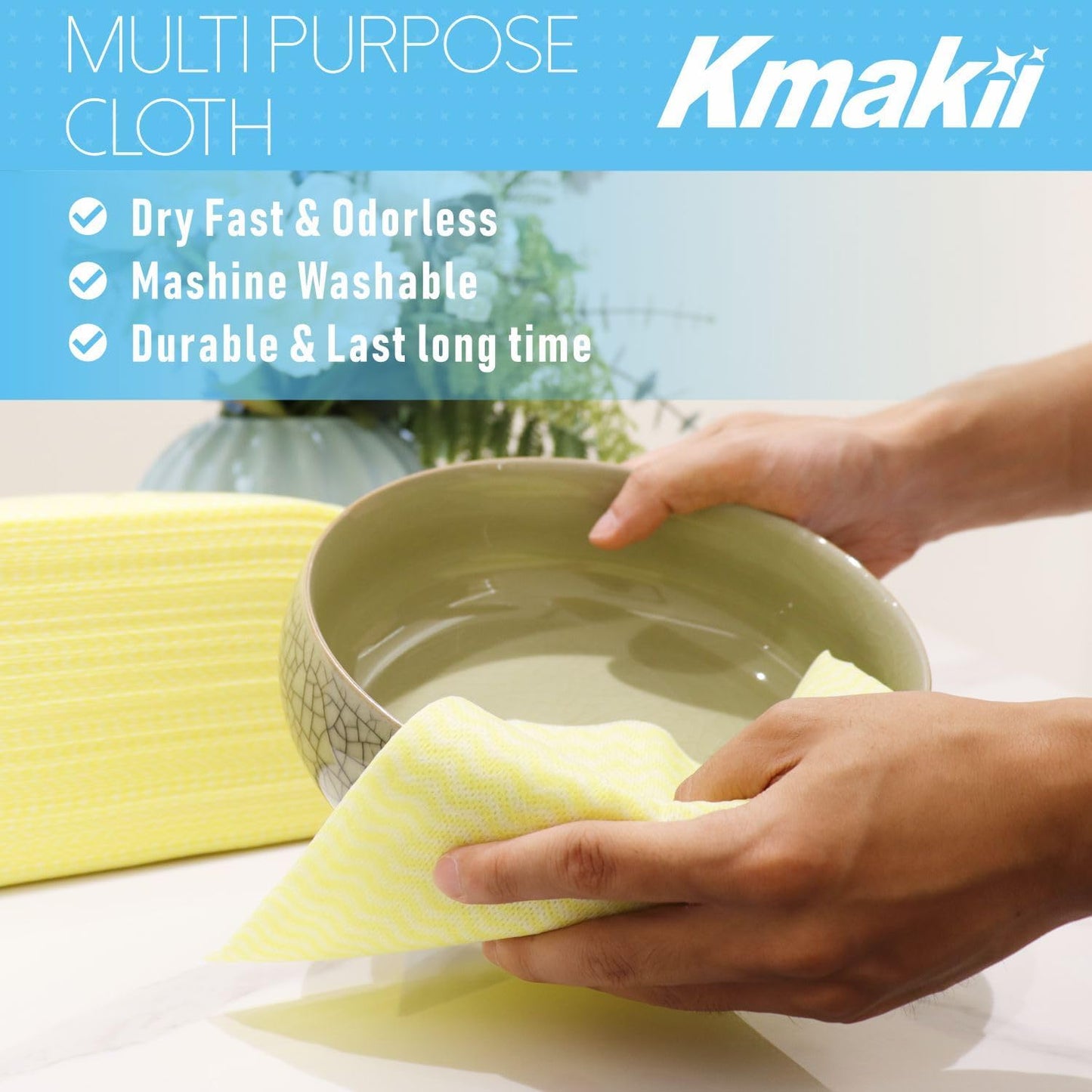KMAKII Handi Wipe Reusable Cloths - Multi-Purpose Disposable Dish Cloths and Towels, Ultra