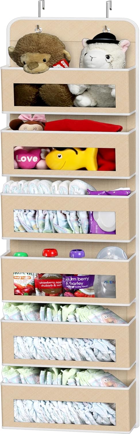 SIMPLE HOUSEWARE 6 Clear Window Pocket Over Closet Door Storage Hanging Organizer for Bedroom