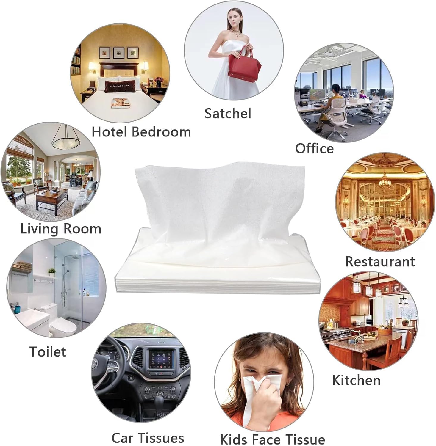 12 Bags Car Tissue Refills, 360 Sheets Car Travel Napkins, Disposable White Facial Tissues for
