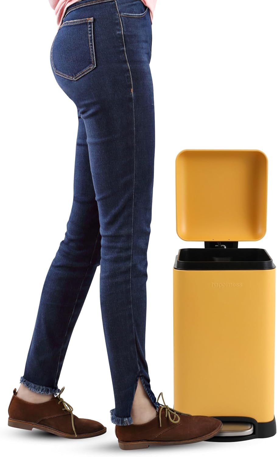 happimess HPM1012L Betty Retro Mini 3.2-Gallon Step-Open Trash Can, Daffodil Yellow for Home