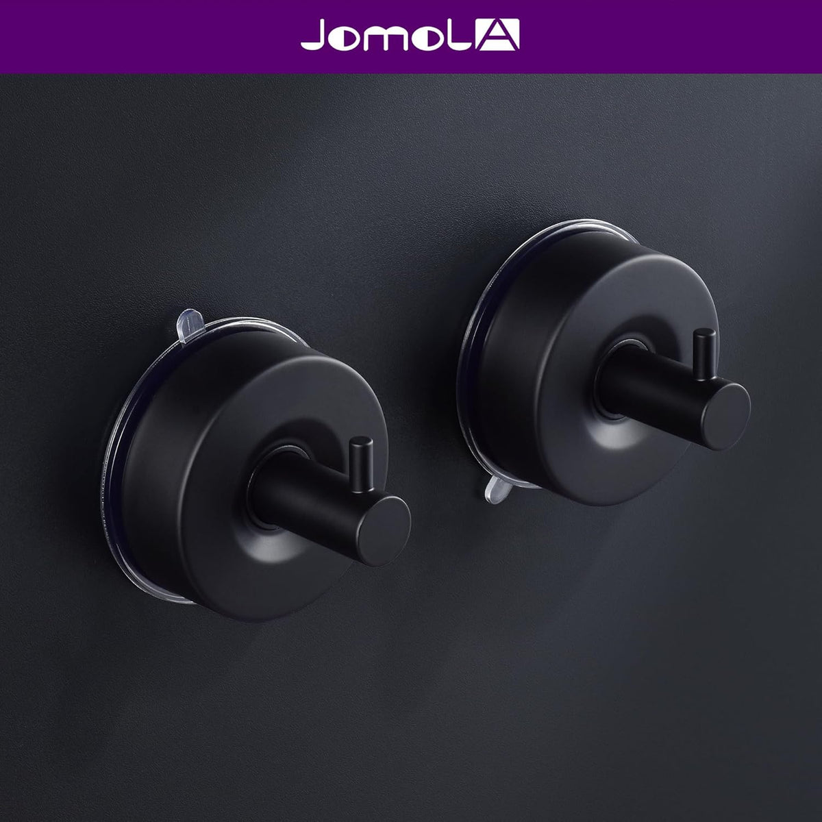 JOMOLA Stainless Steel Bathroom Suction Hooks - No Drill Adhesive-Free Wall Mount for Shower, Towel