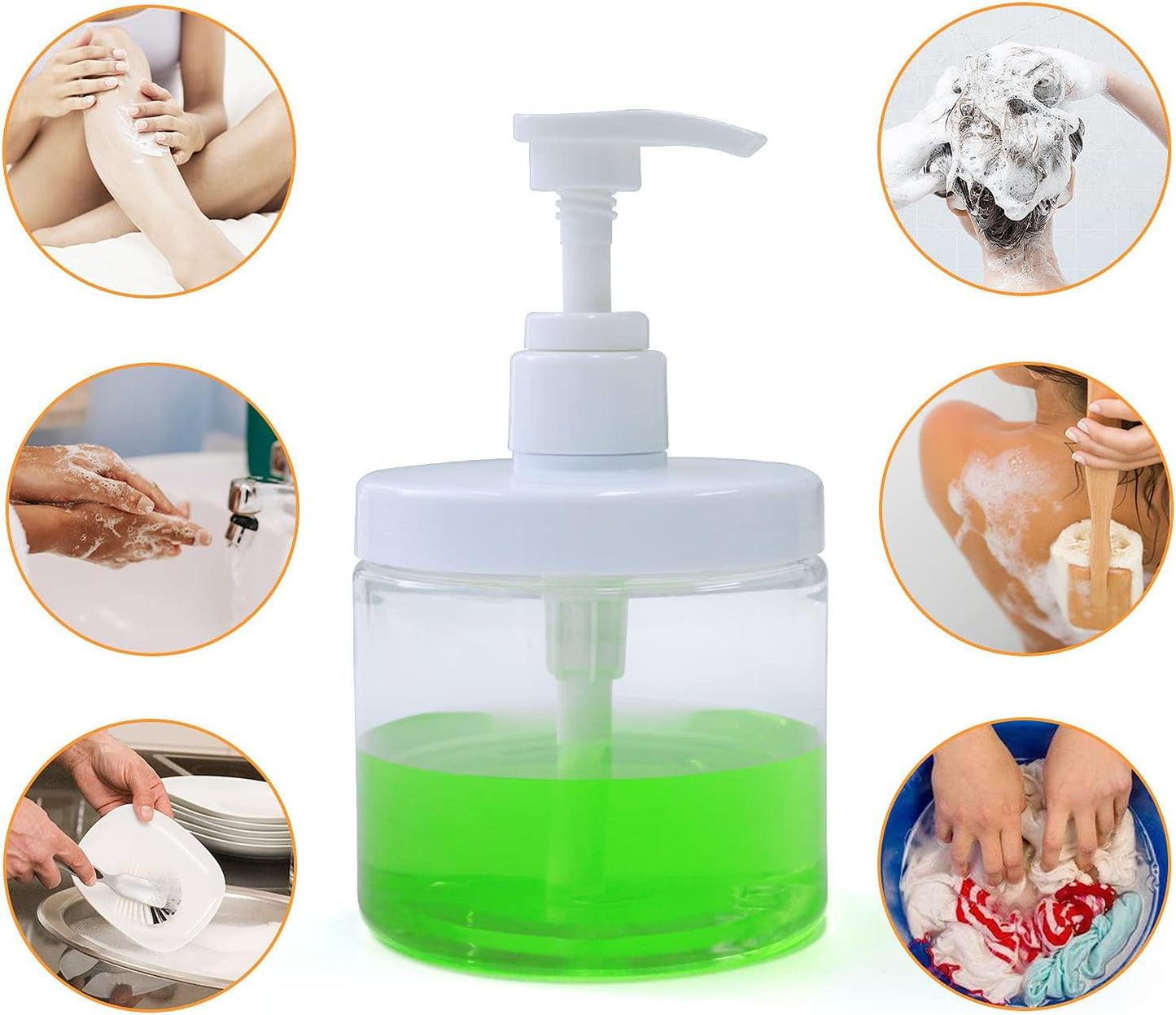 Cosywell Pump Bottle Dispenser Plastic Refillable Bottles Wide Mouth Jar Style Empty Bathroom