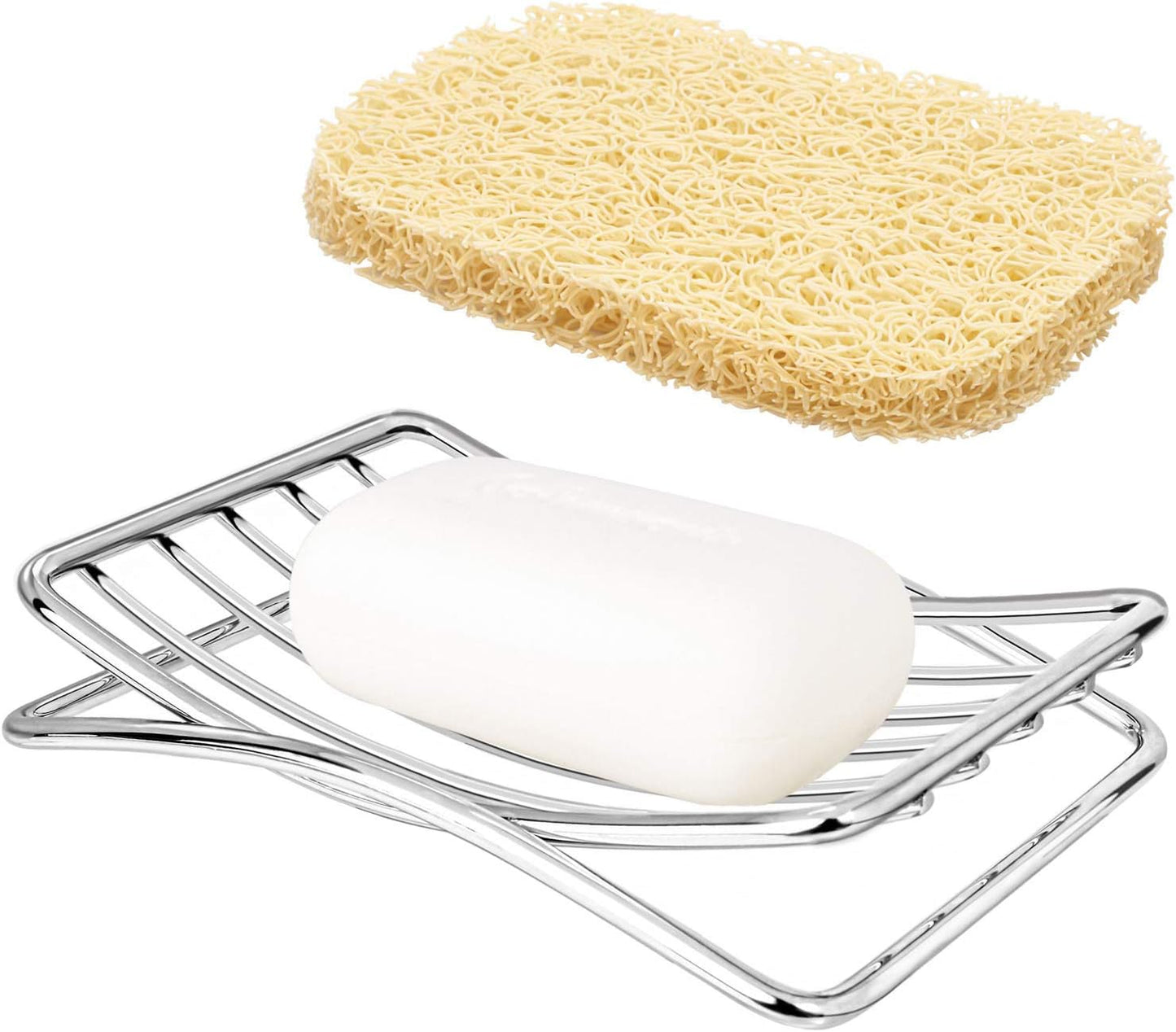 Soap Dish Stainless Steel Bar Soap Holder for Shower Bathroom, Self-draining Soap Dishes Sponge