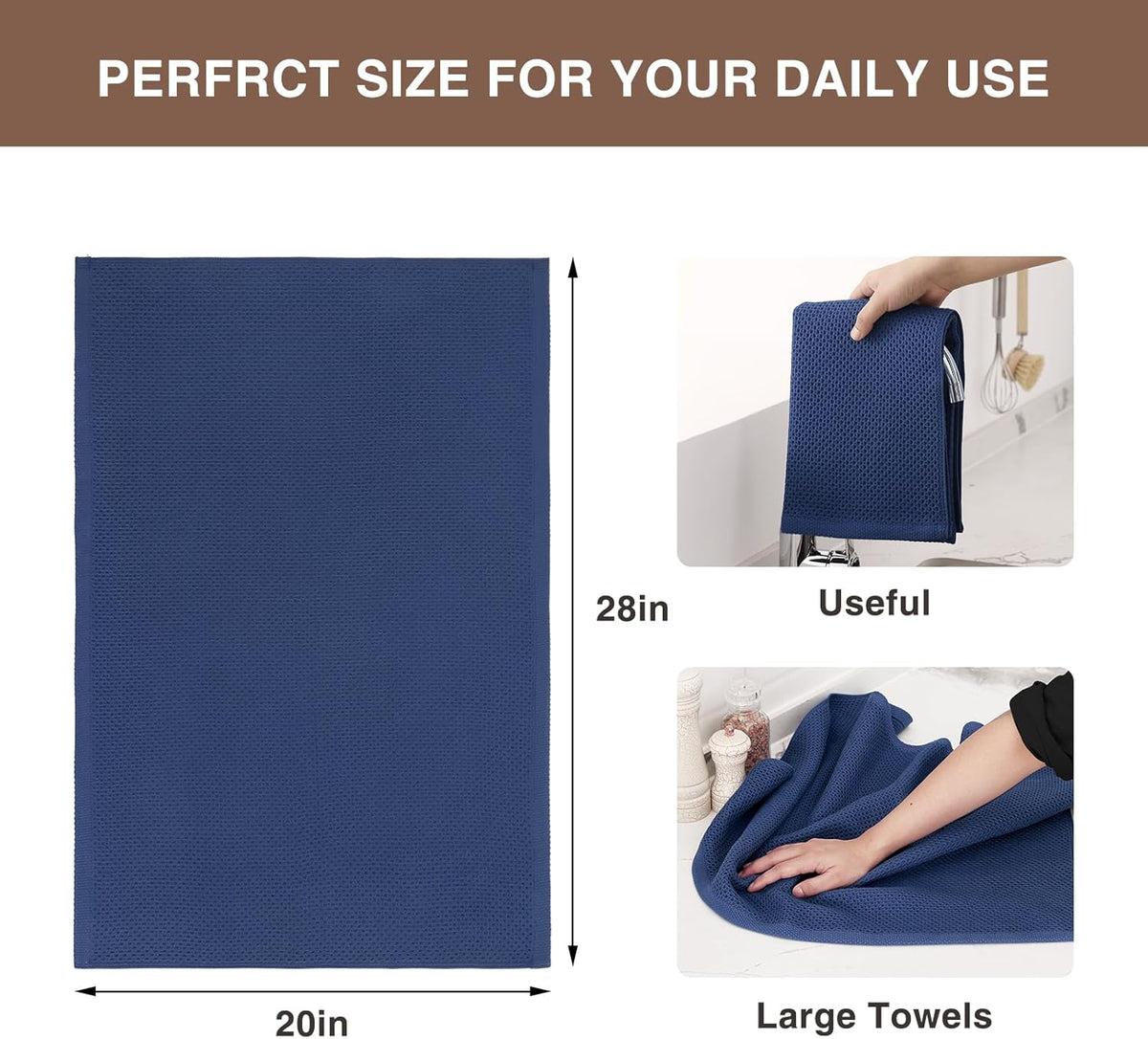 Homaxy 100% Cotton Oversized Waffle Weave Kitchen Dish Towels, Ultra Soft Absorbent Quick Drying