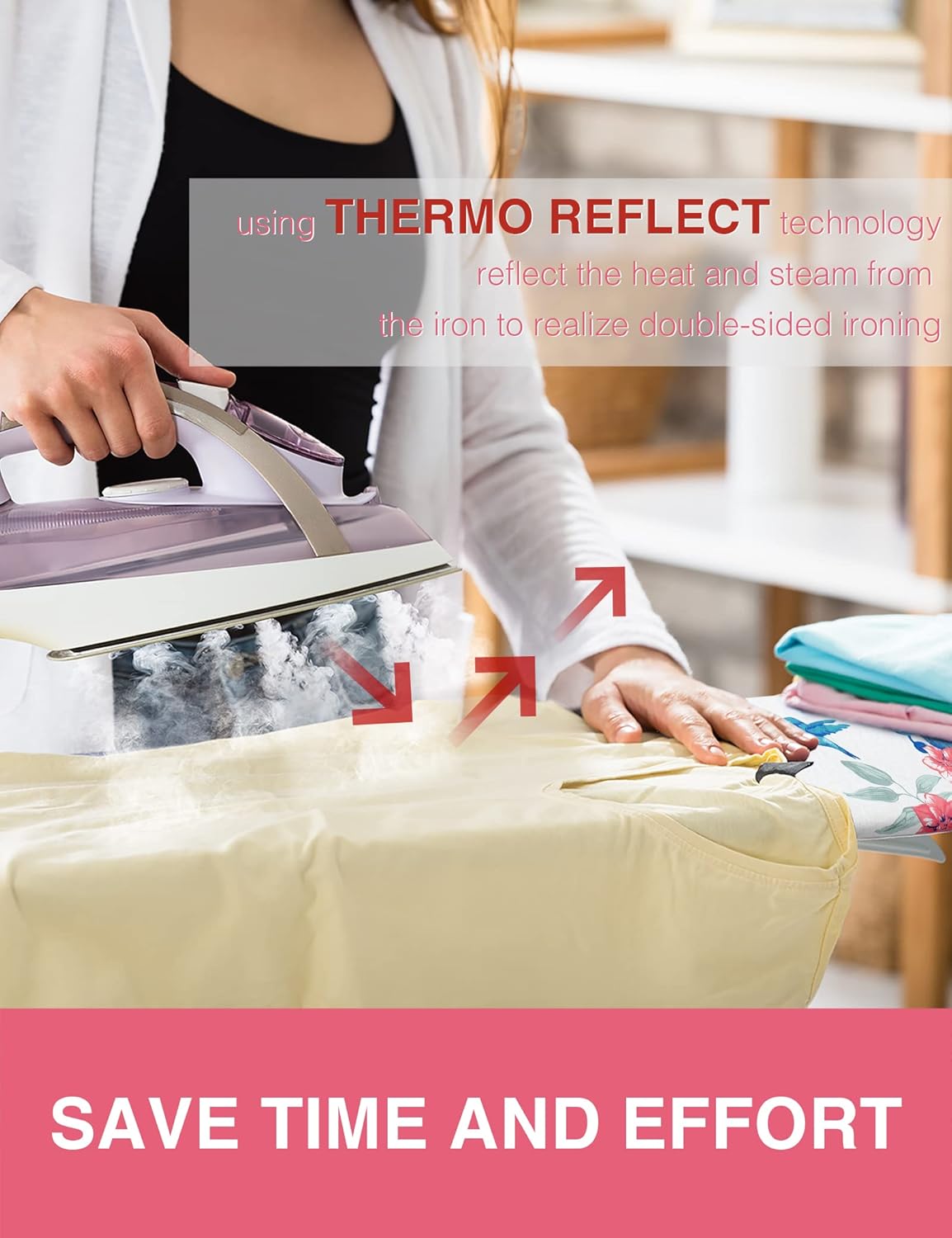Extra Thick Ironing Board Cover and Pad, Resist Scorching and Staining, 15x54 Reflective Silicone