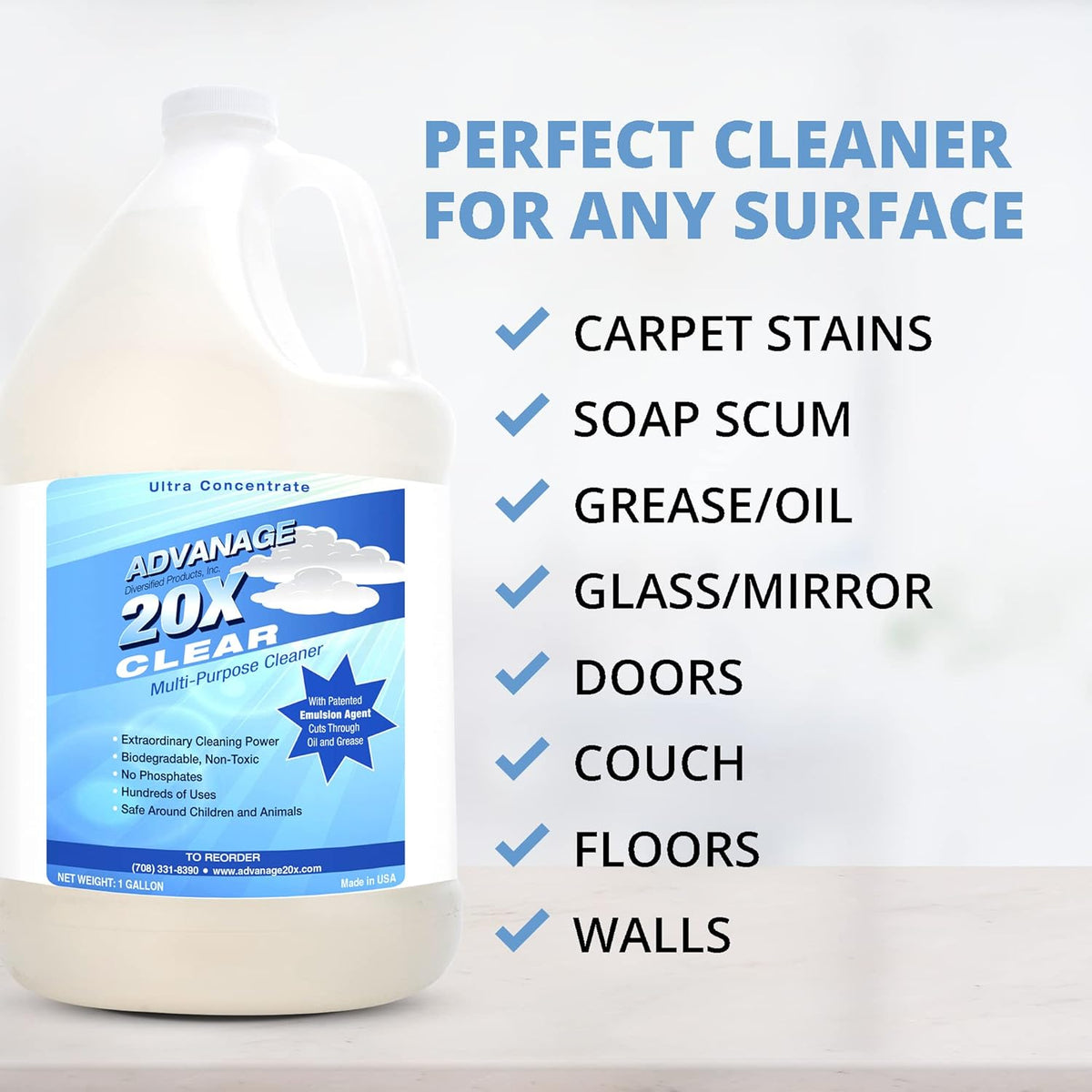 All Purpose Cleaner Concentrate - Advanage 20X The Wonder Cleaner Unscented for All Surfaces Around
