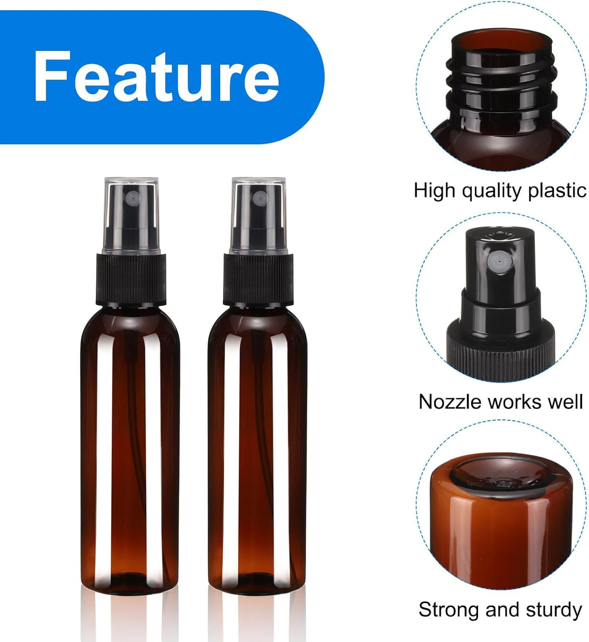 uxcell 10 Pack Spray Bottles, 2Oz/60ML Reusable Clear Empty Mist Plastic Mini Travel Bottle