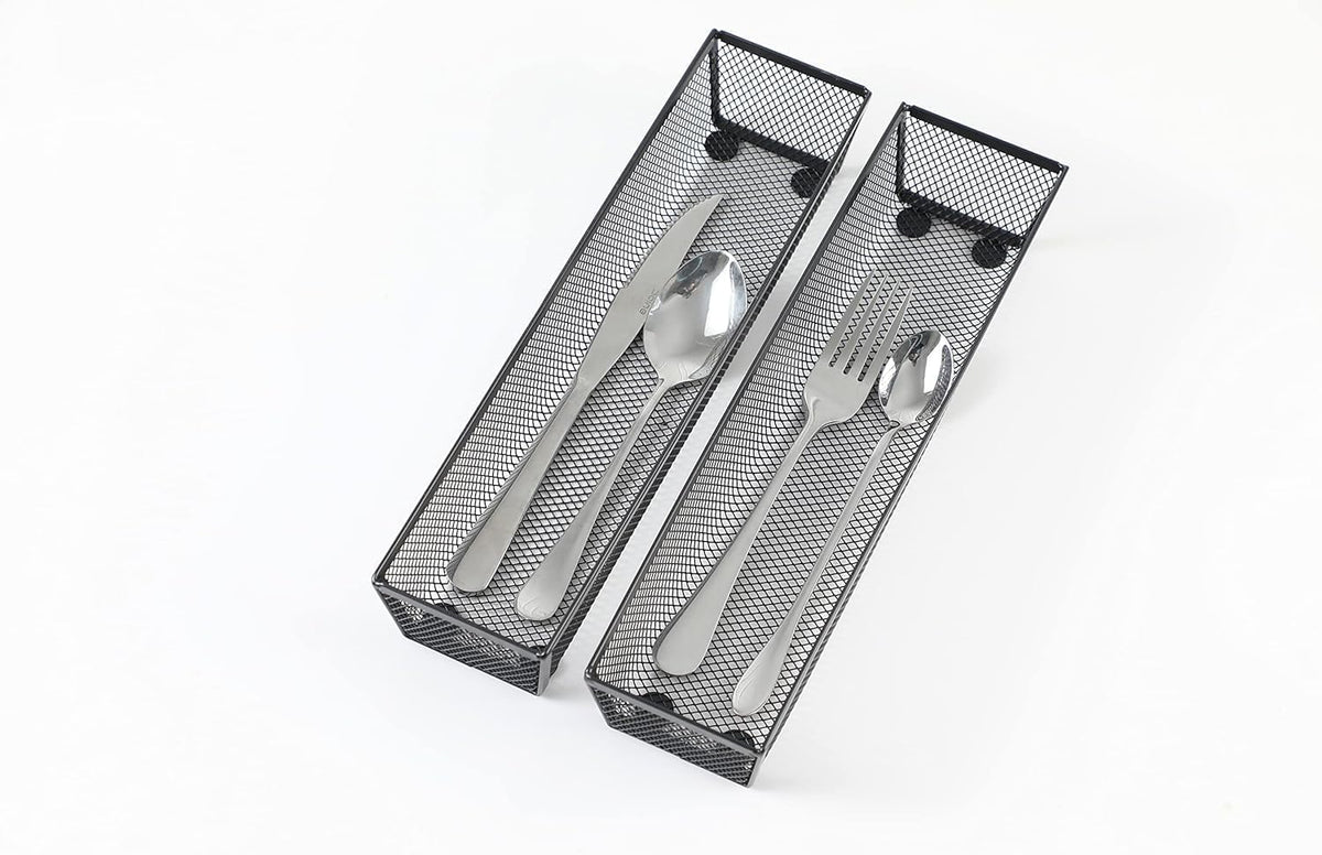 BYCY Silverware Drawer Organizer, Mesh Utensil Organizer for Kitchen Storage, Black Steel Metal