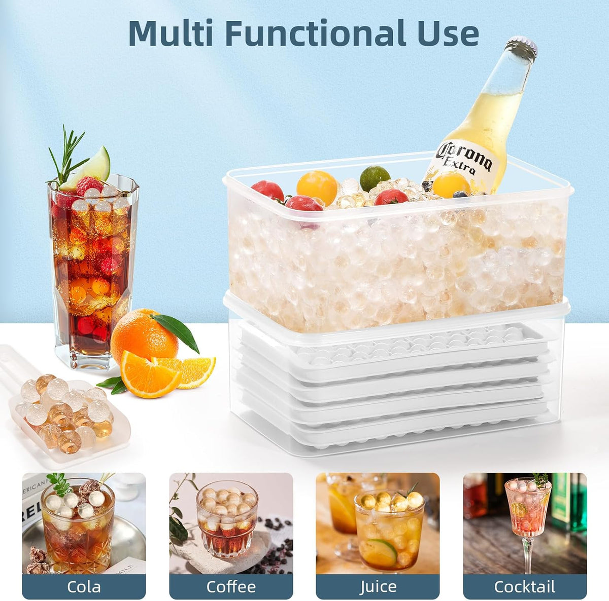 WIBIMEN Mini Ice Cube Trays, Small Tiny Round Pebble Crushed Nugget Ice Trays for Freezer with Lid