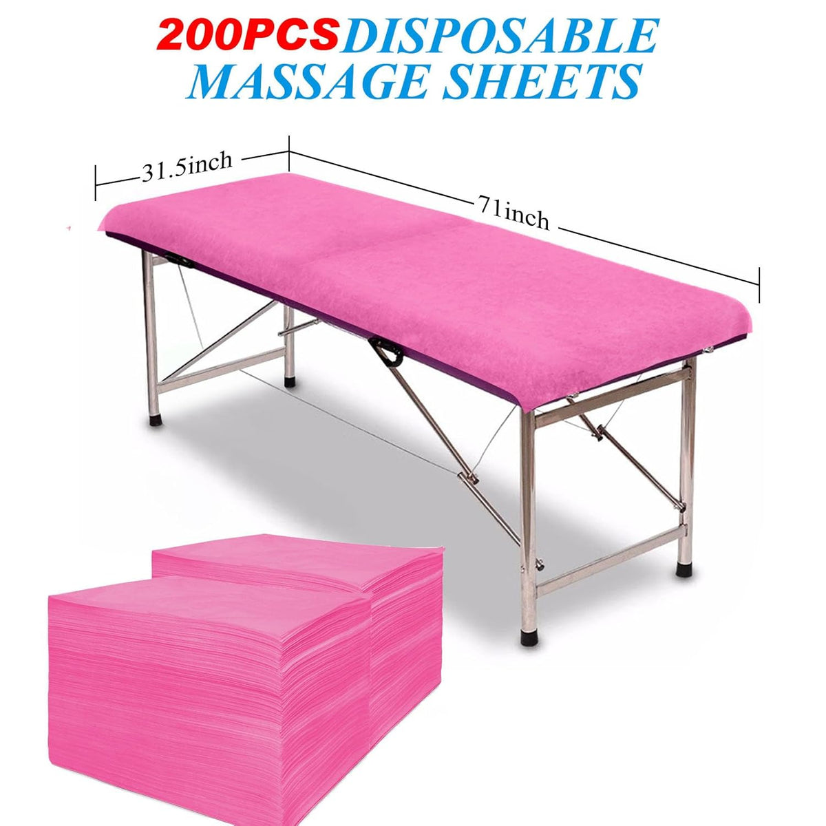200Pcs Disposable Massage Table Sheets 31.5" x 71" Non-Woven Fabric Bed Covers for Ultimate Hygiene
