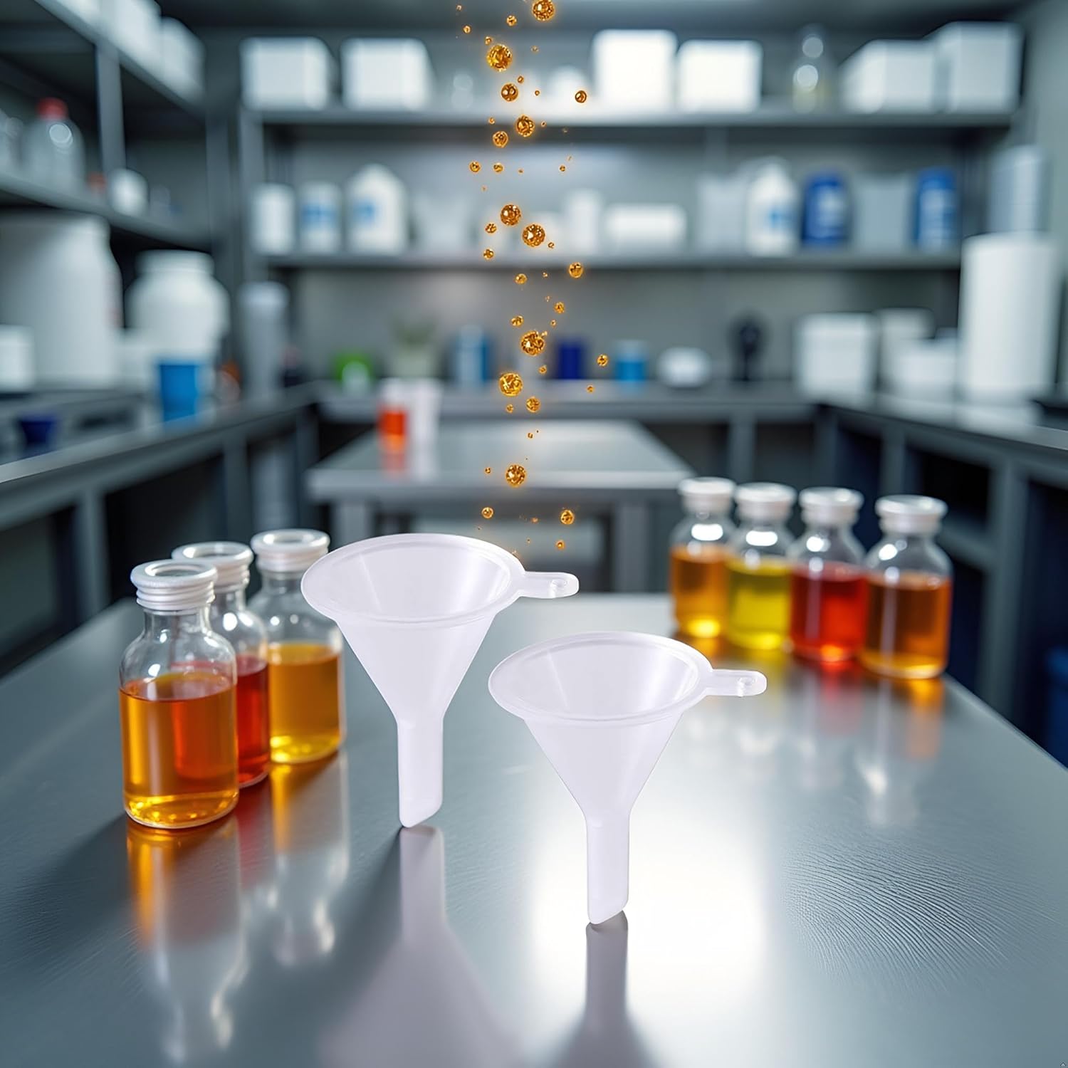 2 Pcs Mini Clear Plastic Funnel for Bottling Cosmetics, Liquids, and Oil Filling, Small Funnel for