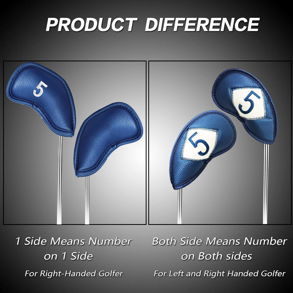 FINGER TEN Premium Synthetic Leather Stylish Iron & Wedge Golf Head Covers Value 12 Piece Set