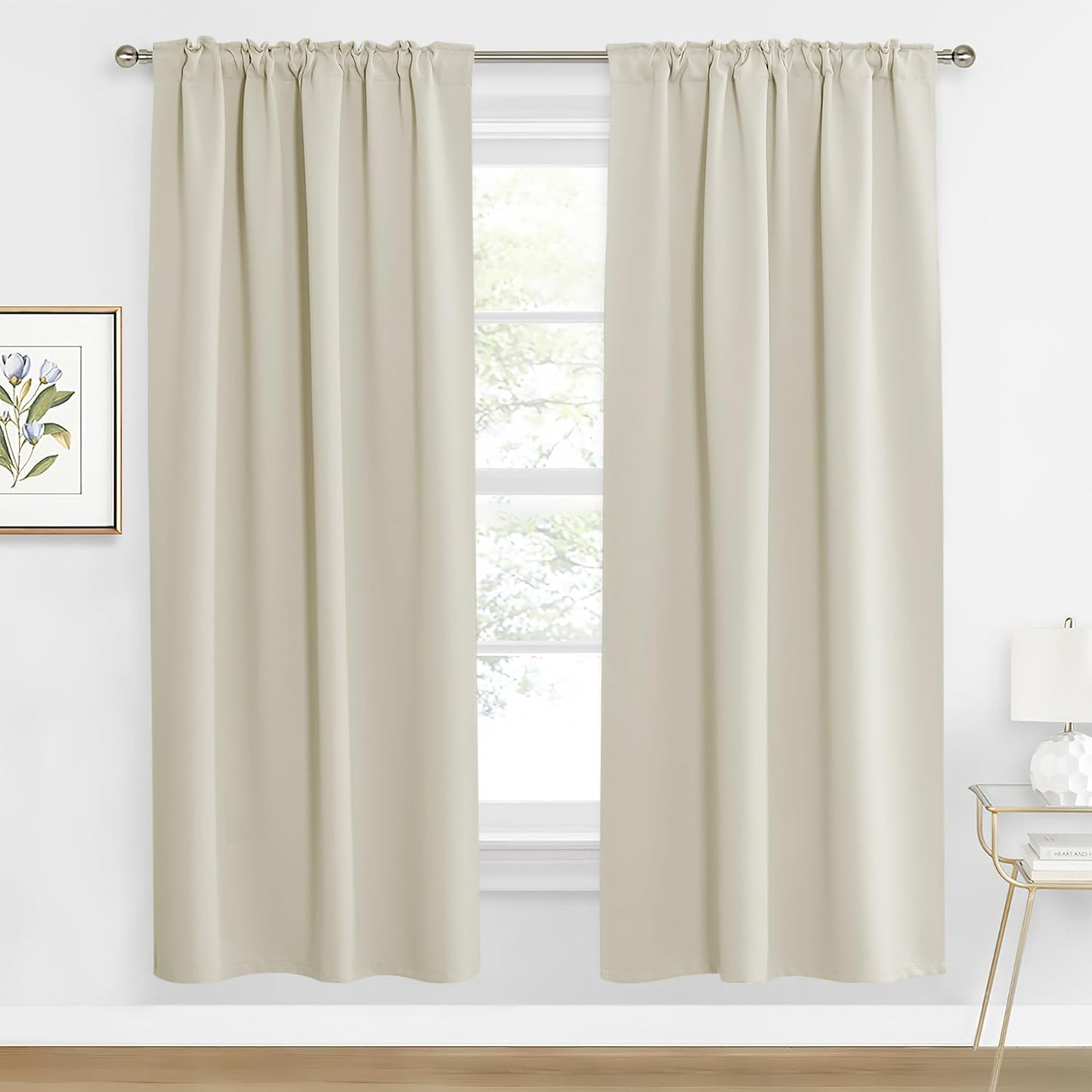 RYB HOME Blackout Curtains for Living Room, Back Tab & Rod Pocket Top Insulating Window Decor for