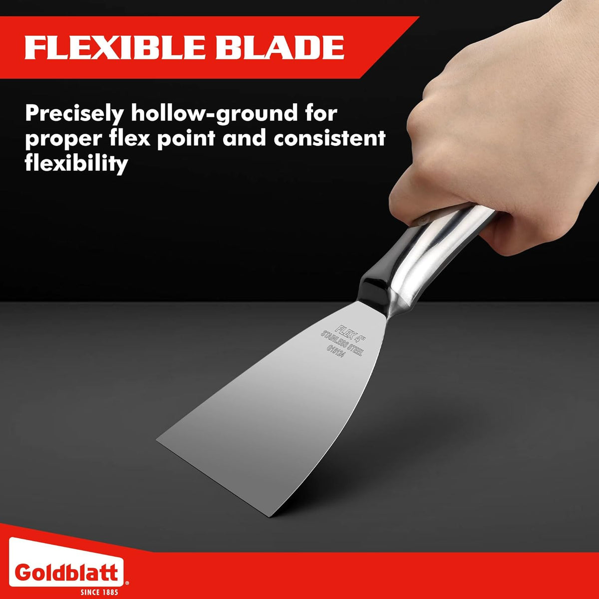 Goldblatt 4" Putty Knife, One-Piece Paint Scraper Tool, All Stainless Steel Joint Knife with