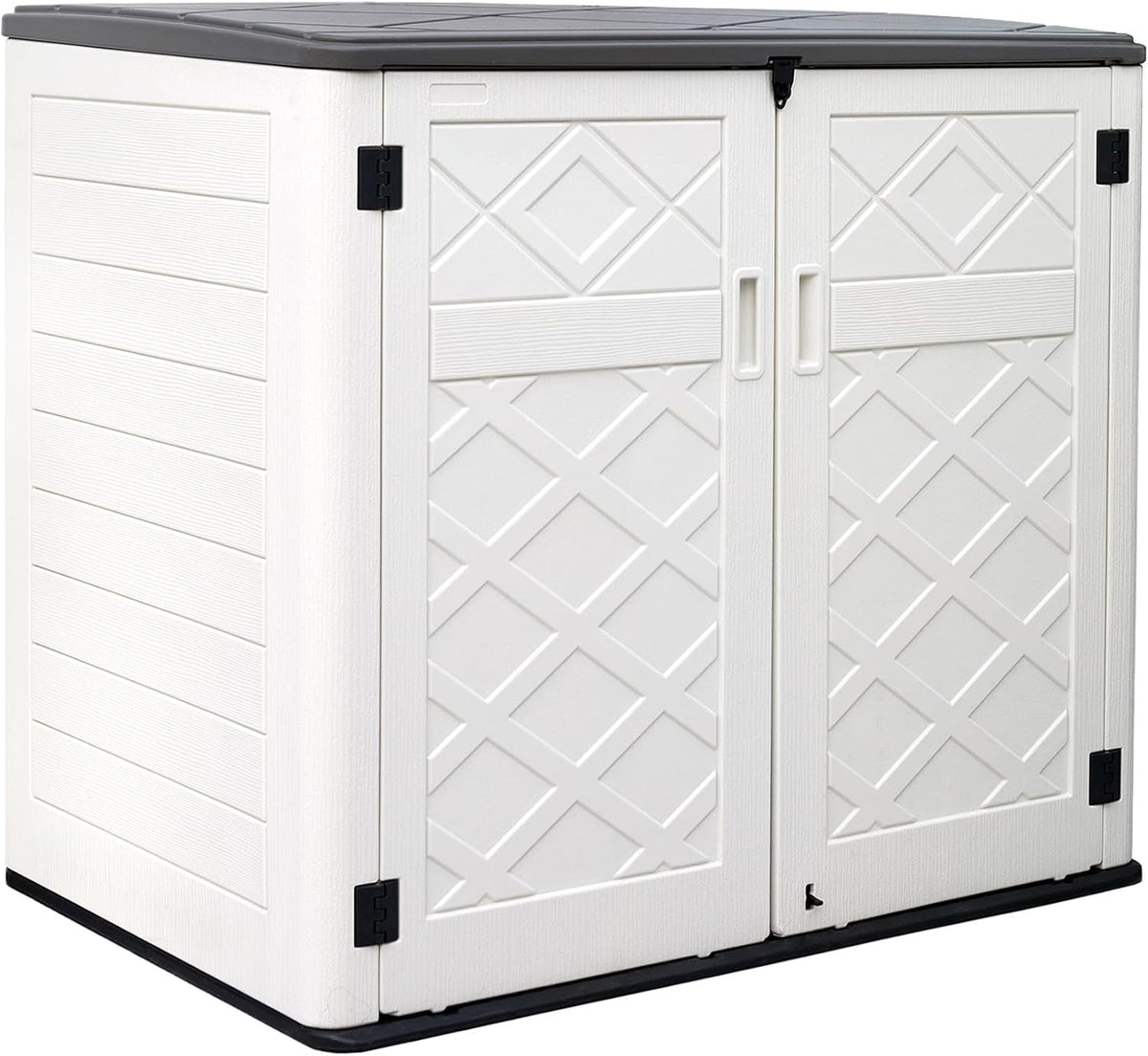 ZZM Large Outdoor Storage Shed, 48 Cu Ft Resin Versatile Storage Cabinet for Patio Accessories