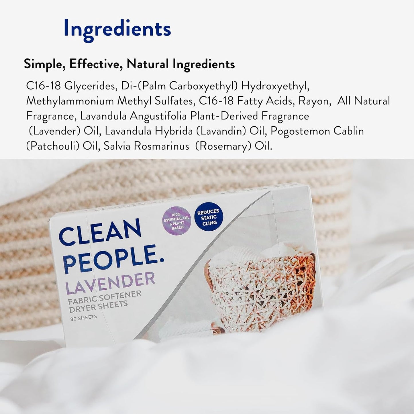 The Clean People Fabric Softener Sheets - Dryer Sheets - Softens & Removes Static - Vegan Laundry