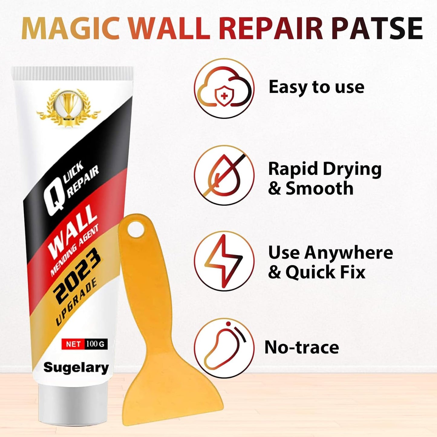 Sugelary Drywall Patch Repair Kit with Scraper, Wall Spackle Repair Paste, Wall Mending Agent Quick