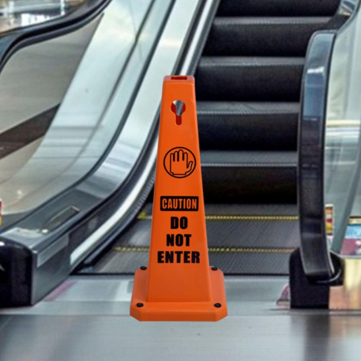 8-Pack 26.5" Caution Cones, 4-Sided Visible Safety Signs with Heavy Rubber Base, Warning for Slip &