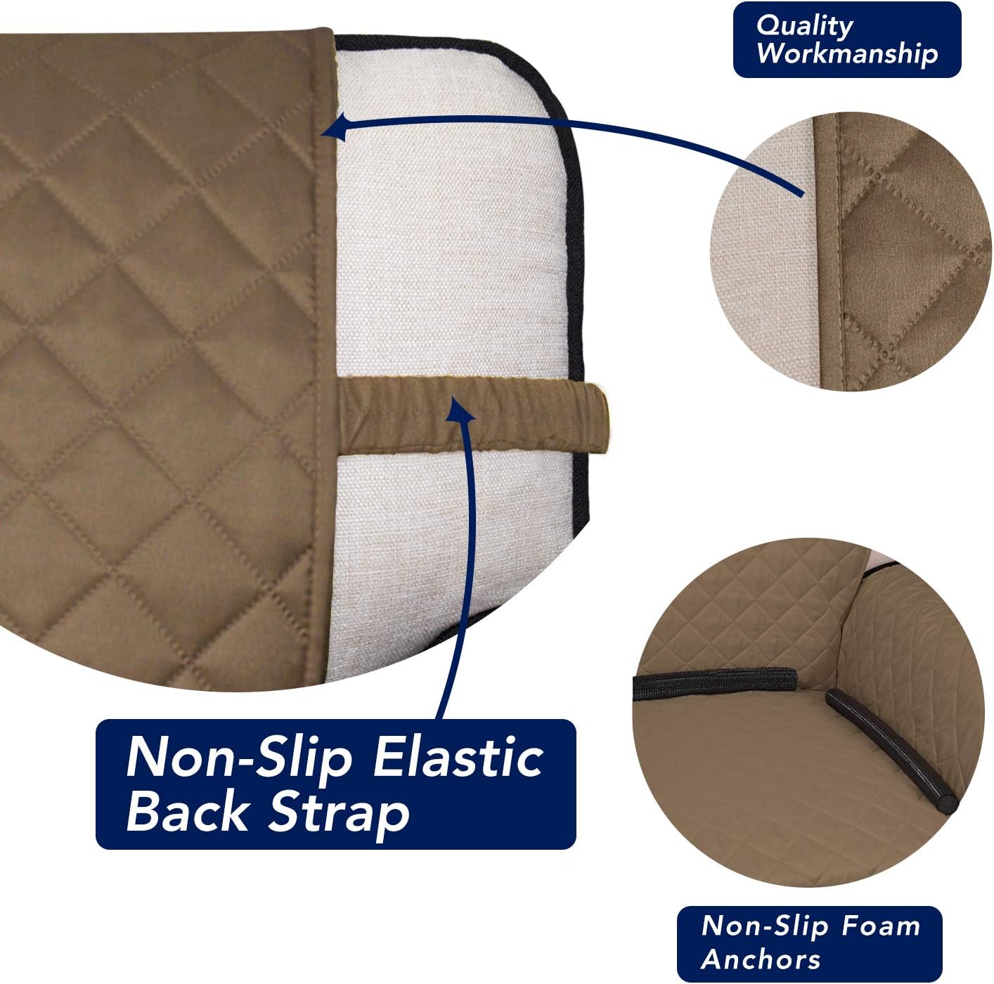 PureFit Reversible Quilted Sofa Cover, Water Resistant Slipcover Furniture Protector, Washable