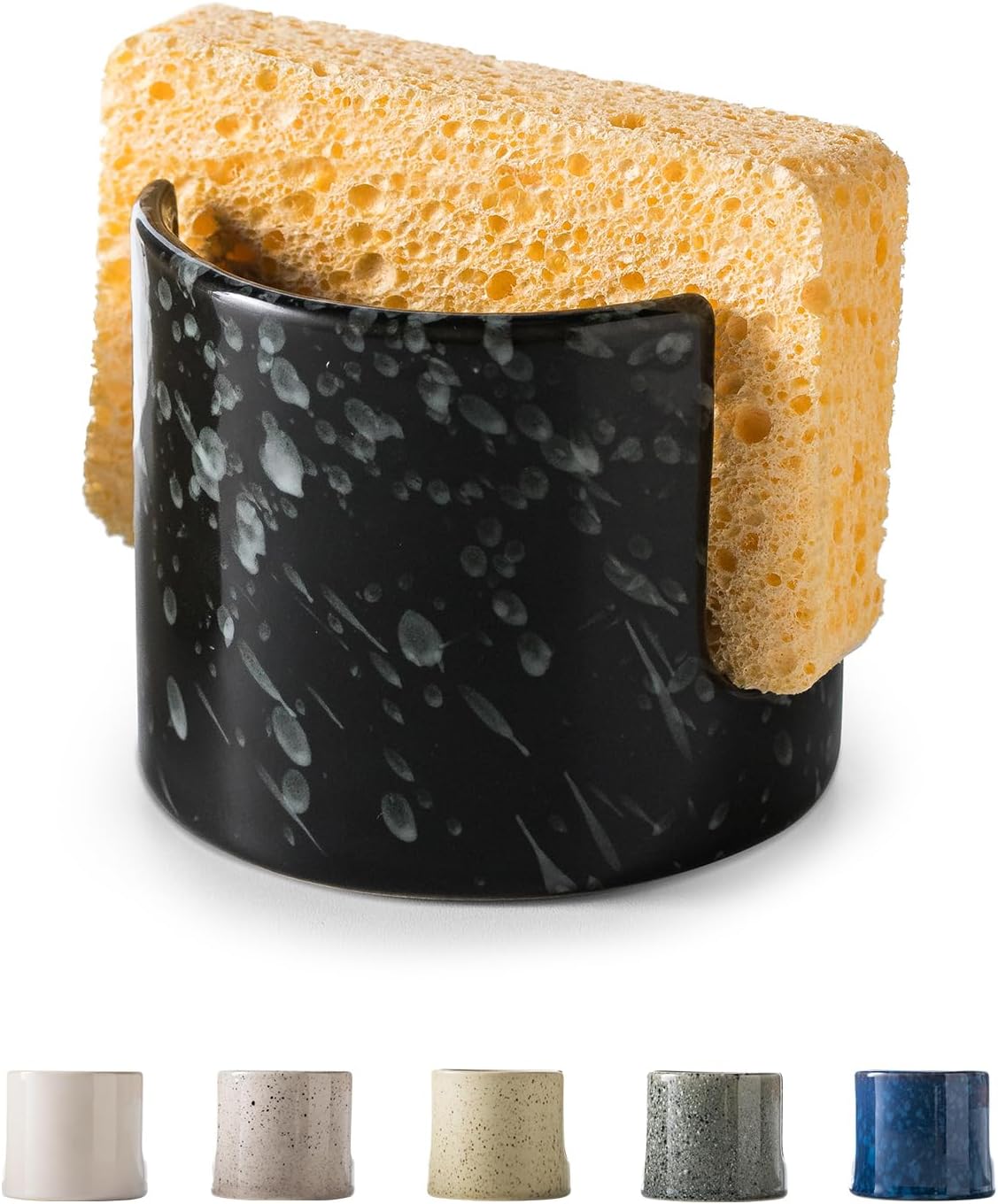 Sponge Holder for Kitchen, Ceramic Sink Caddy Scrub Sponge Rack Dish Rack Scrubbers Holder for