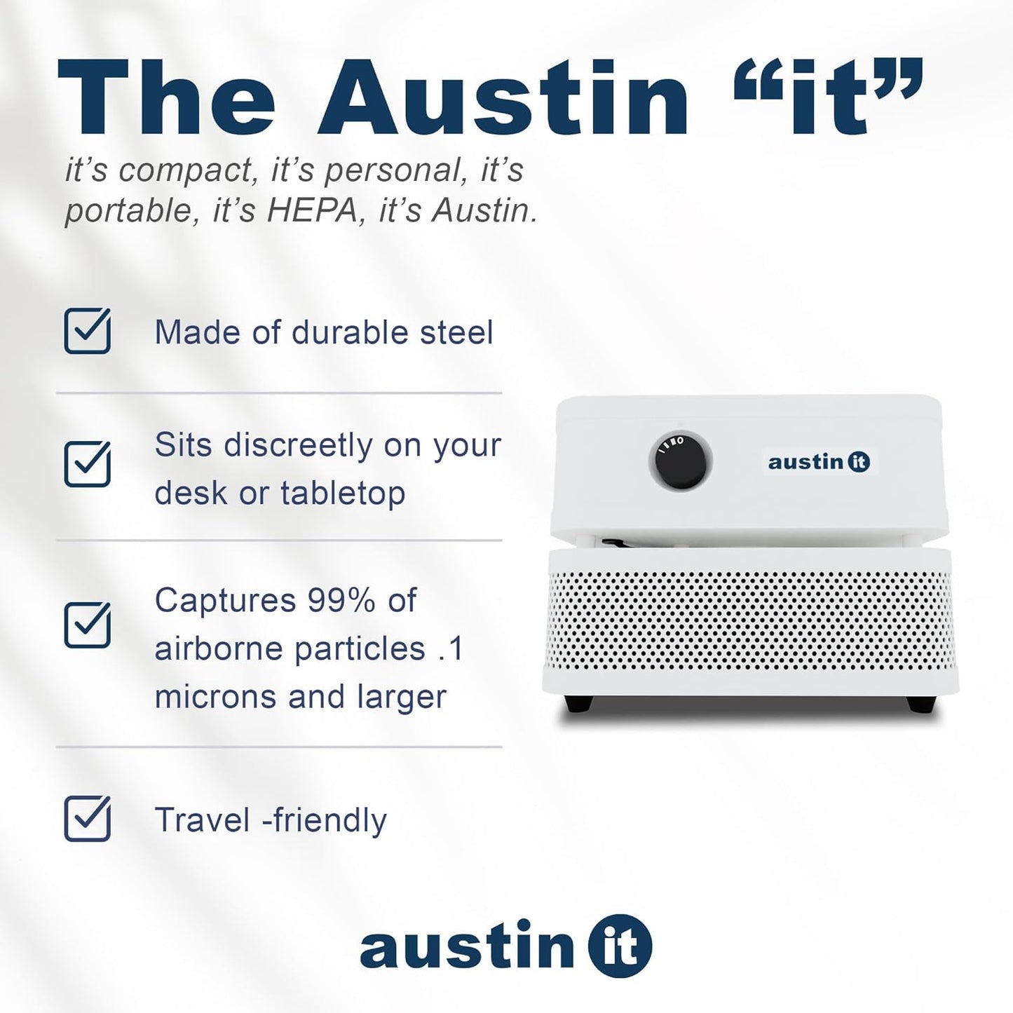 Austin Air it Room Air Purifier with VOC Carbon Wrap Air Filters - Personal Air Filter Single Room