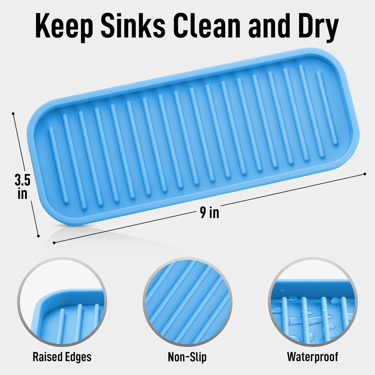Zulay Kitchen (9x3.5) Silicone Sponge Holder for Kitchen Sink - Flexible Multipurpose Kitchen Soap